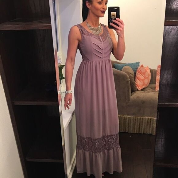 Ya Los Angeles Dresses & Skirts - Ya Los Angeles purple lace lined empire dress